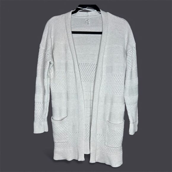 Joie Women's Corley Pointelle Knit Open Front Long Crochet Cardigan Sweater - M - Picture 1 of 6